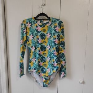 Floral Long Sleeve One Piece Swimsuit